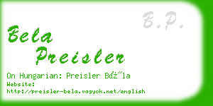 bela preisler business card